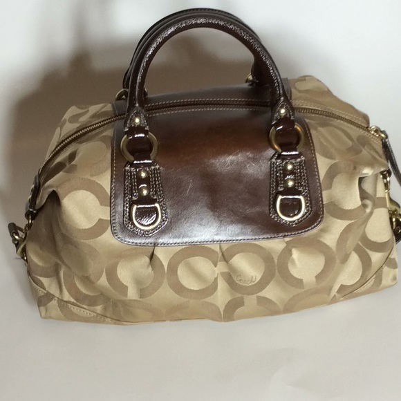 Gold & Brown Coach Bag w/ Handles & Straps - Picture 2 of 12